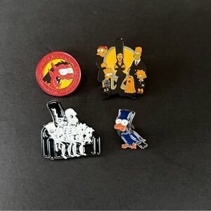 Enamel Cartoon Character Pin Set for Kids - Black, Red, Yellow, Blue